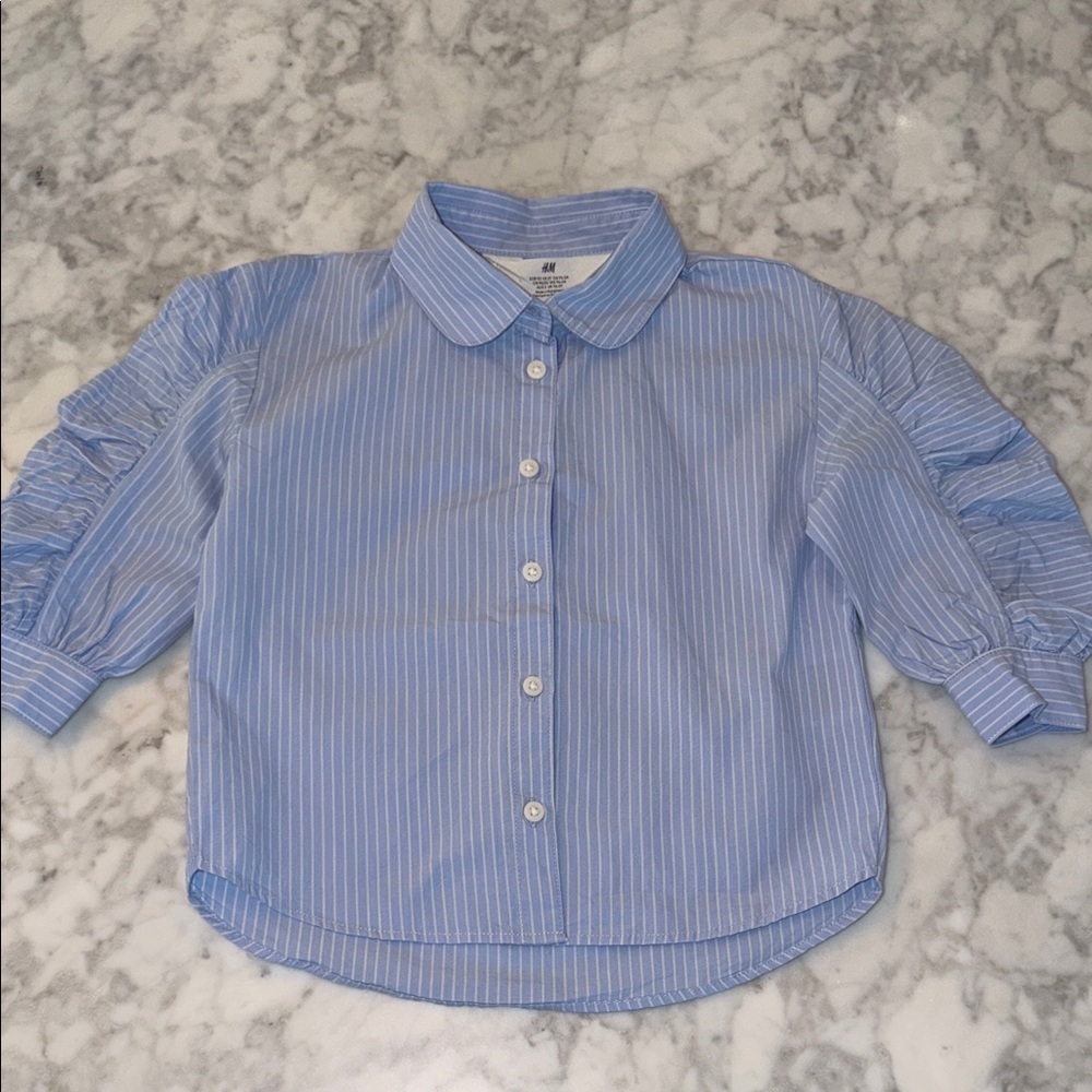 NWT H&M Girl Blue Striped Blouse 2T